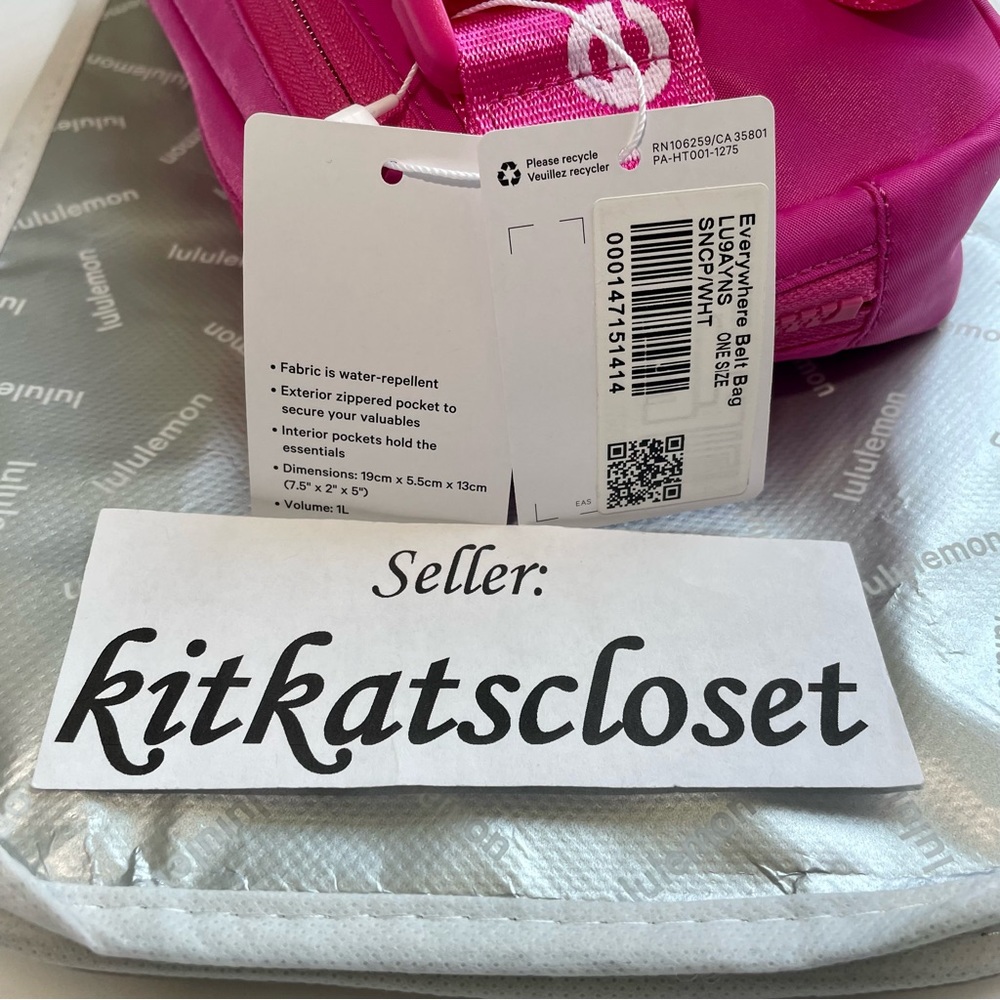 🆕 SONIC PINK/WHITE WORDMARK LOGO - NWT lululemon everywhere belt bag EBB 1L - Picture 10 of 11